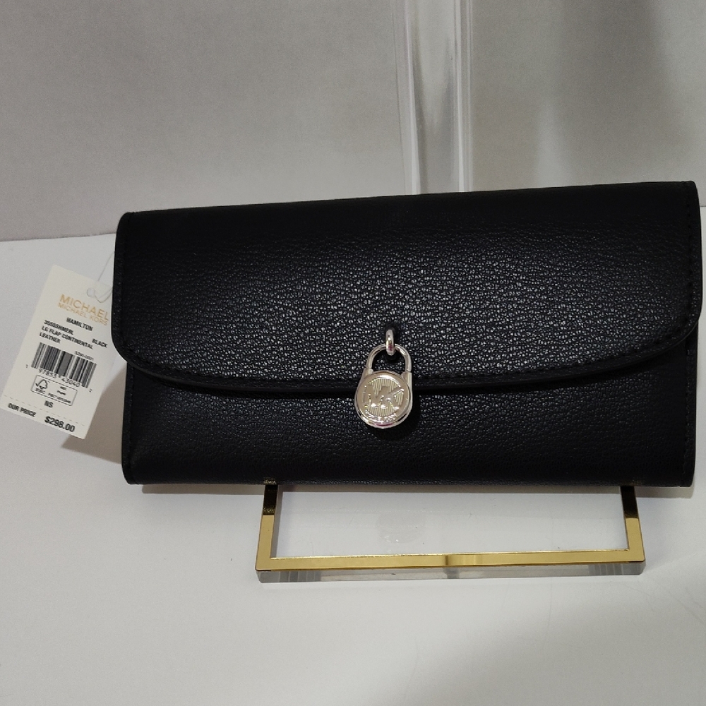 Michael Kors Black Clutch with Gold Accent